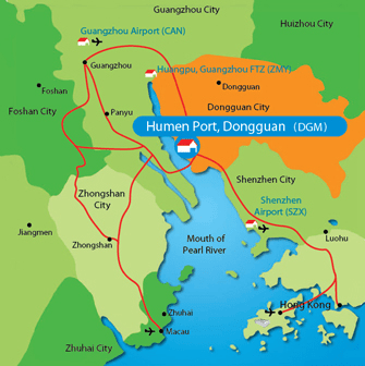 Humen port China map