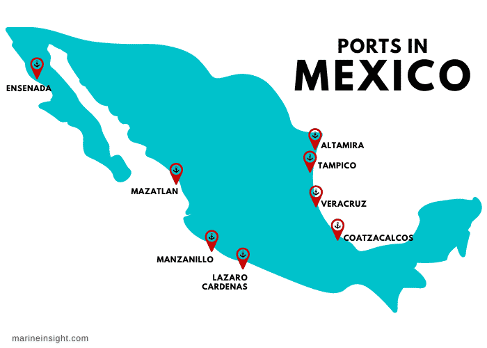 Mexico Shipping ports Map