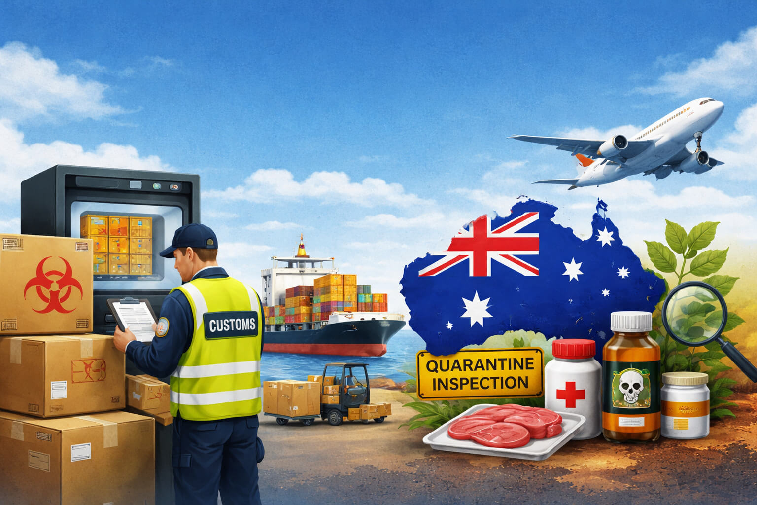 Australian customs inspection at the port