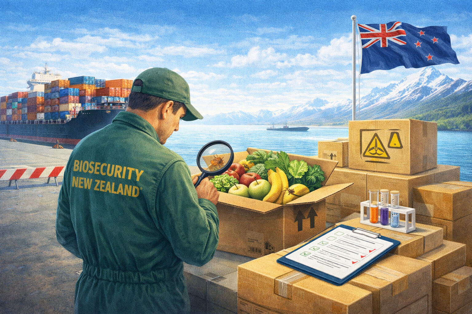 Biosecurity inspection at New Zealand port